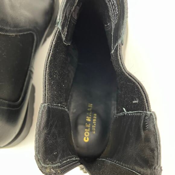Cole Haan Sz 11 Stanton Waterproof Black Leather Chelsea Chunky Ankle Boots - Picture 16 of 16